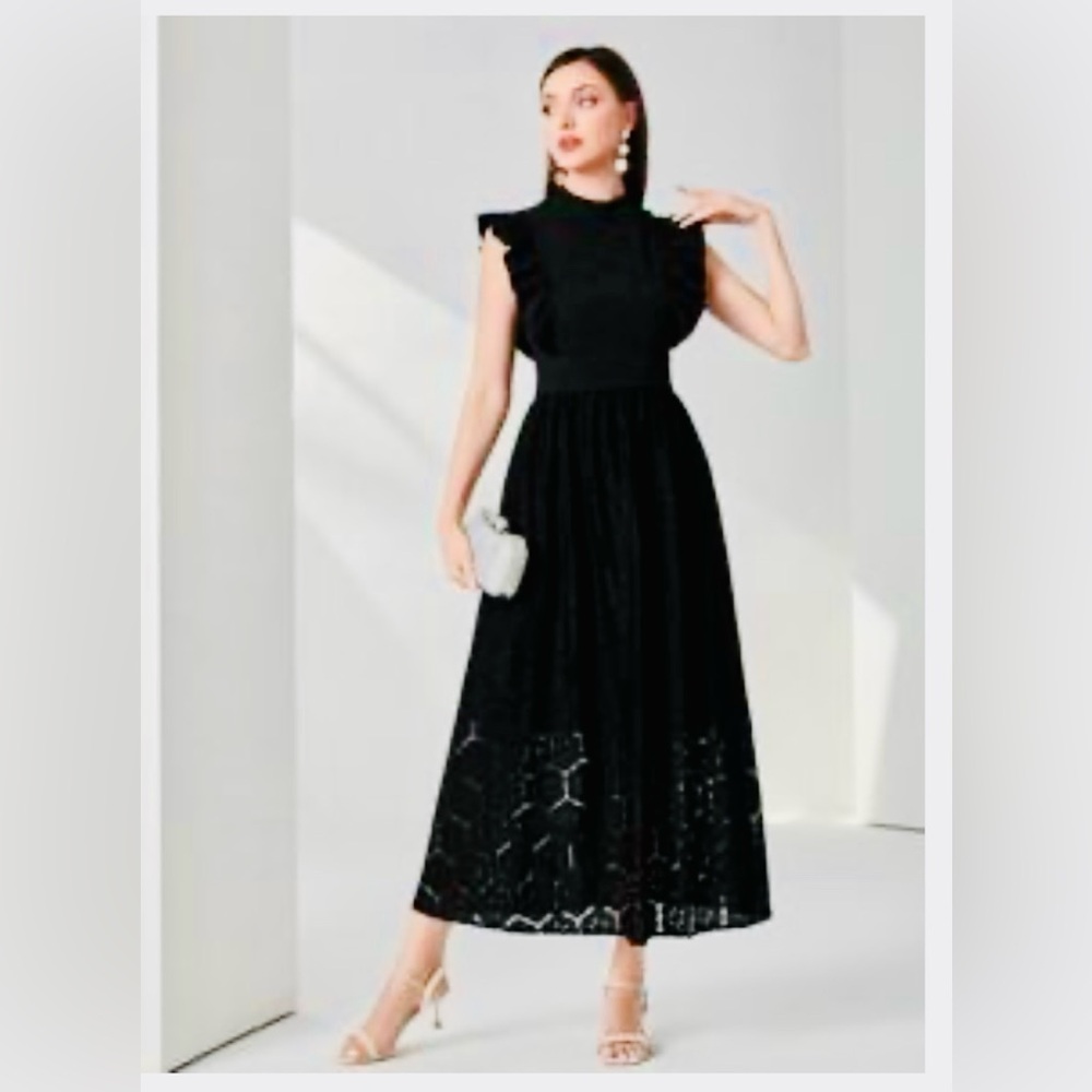 SHEIN Black Lace Maxi Dress